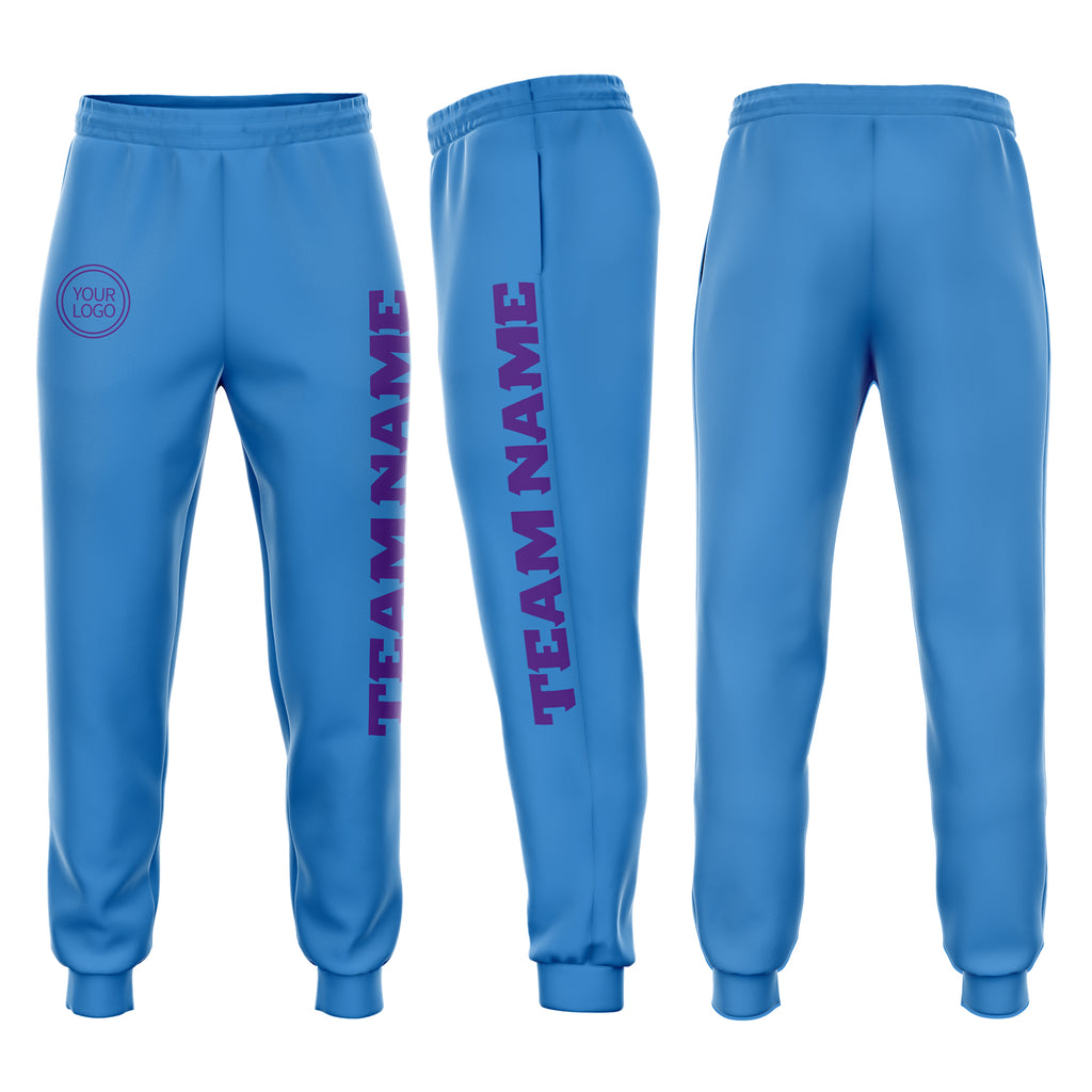 Custom Powder Blue Purple Fleece Jogger Sweatpants