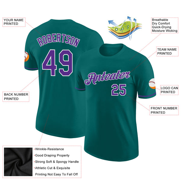 Custom Teal Purple-White Performance T-Shirt