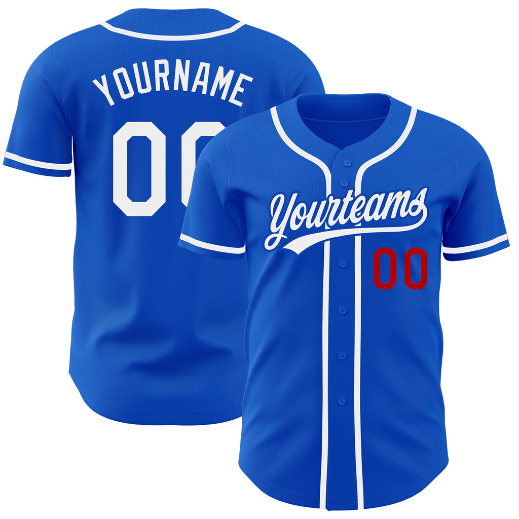 Custom Thunder Blue White-Red Authentic Baseball Jersey