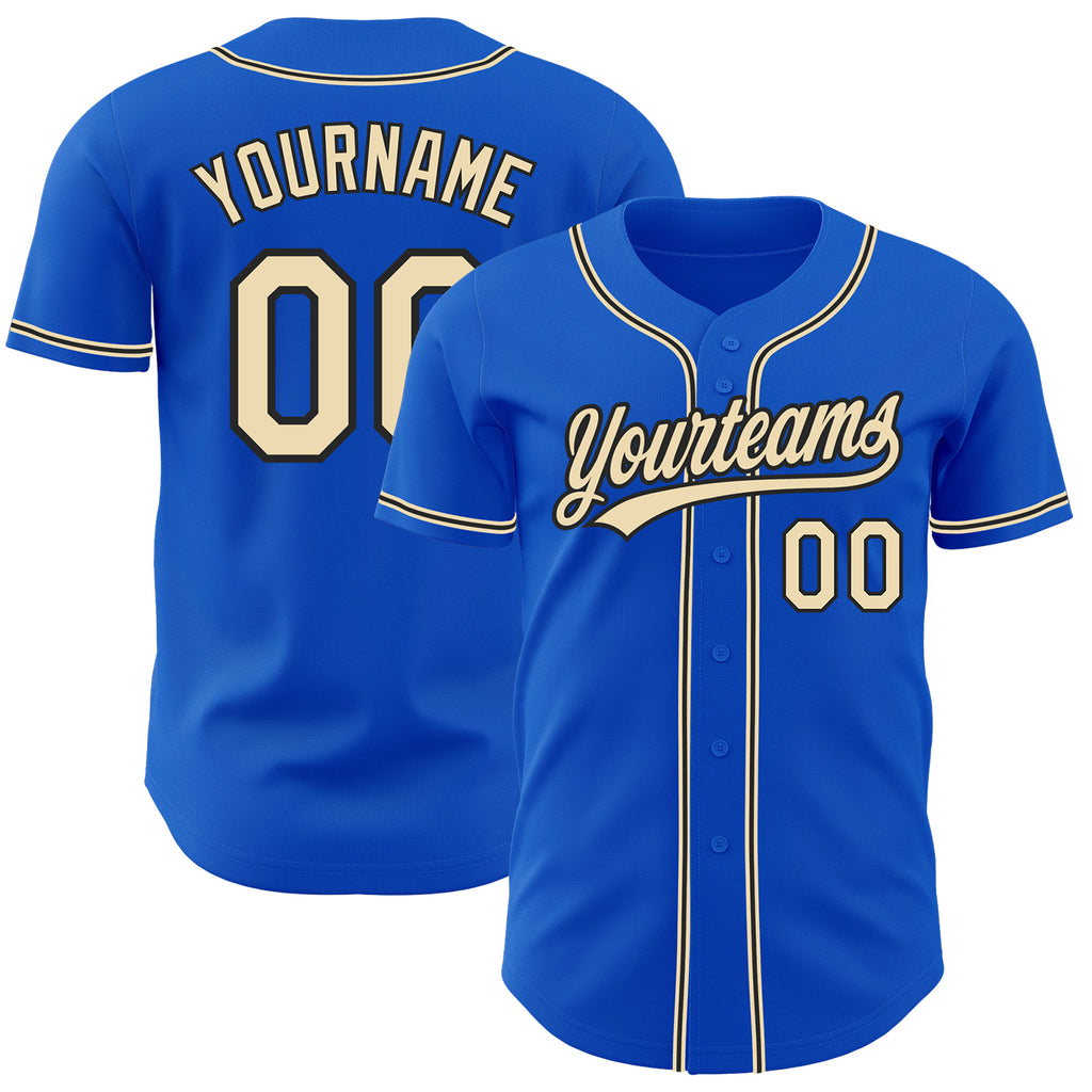 Custom Thunder Blue City Cream-Black Authentic Baseball Jersey