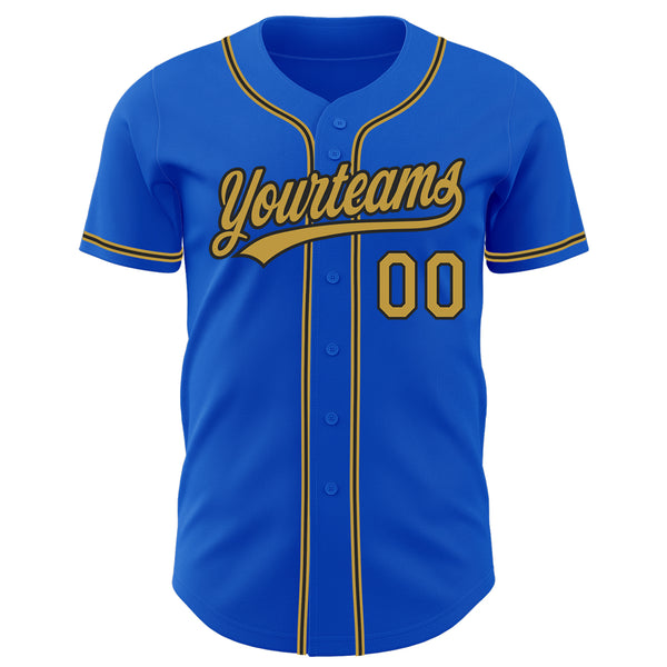 Custom Thunder Blue Old Gold-Black Authentic Baseball Jersey