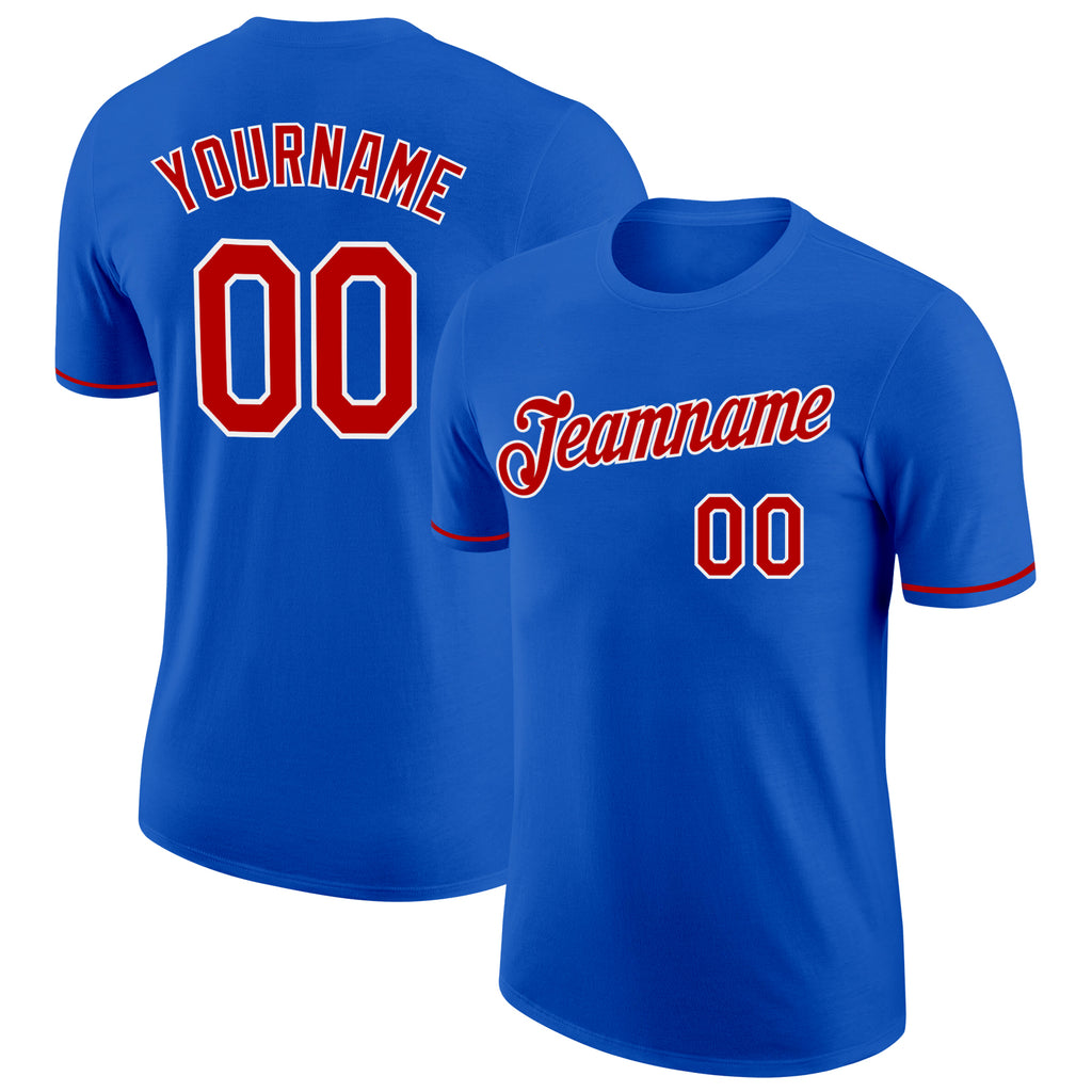 Custom Thunder Blue Red-White Performance T-Shirt