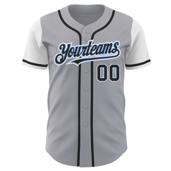 Custom Gray Black-Light Blue Authentic Two Tone Baseball Jersey