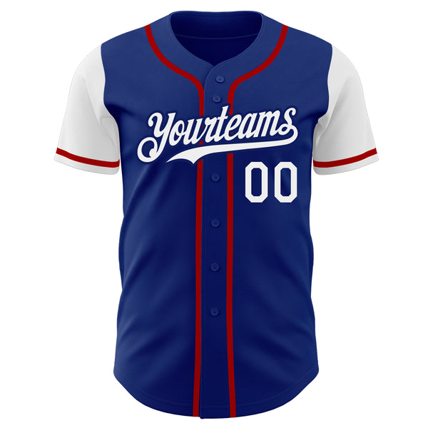 Custom Royal White-Red Authentic Two Tone Baseball Jersey