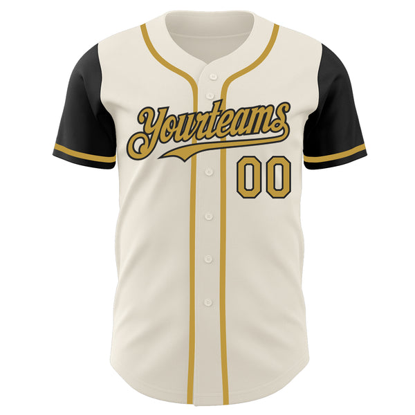 Custom Cream Old Gold-Black Authentic Two Tone Baseball Jersey