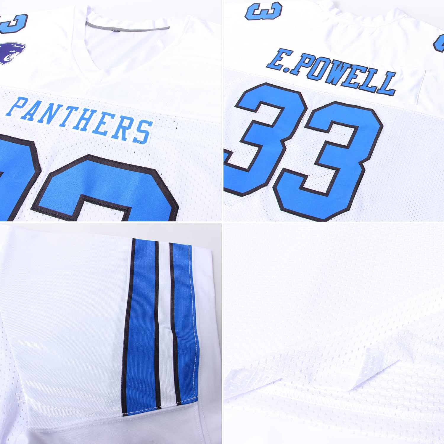 Custom White Royal-Black Mesh Authentic Football Jersey