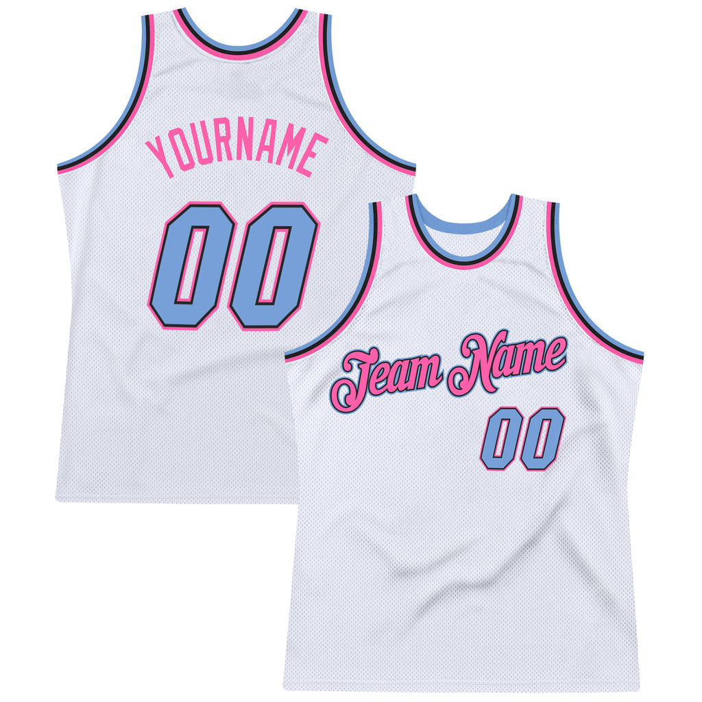 Custom Black White-Light Blue Authentic Fade Fashion Basketball Jersey  Discount