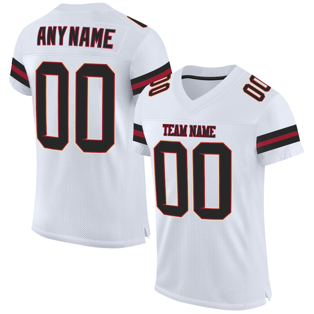 Custom White Black-Cardinal Mesh Authentic Football Jersey