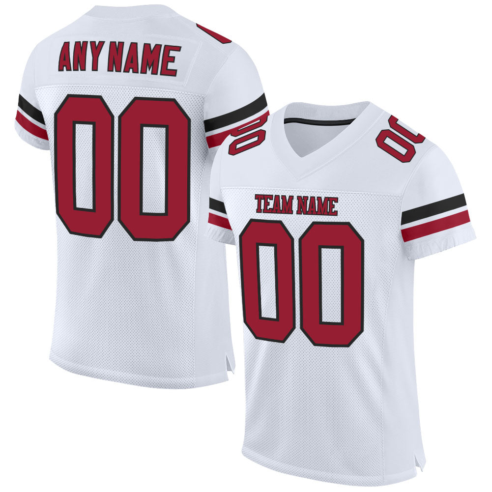 Custom White Cardinal-Black Mesh Authentic Football Jersey