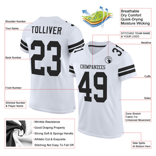 Custom White Black Mesh Authentic Football Jersey