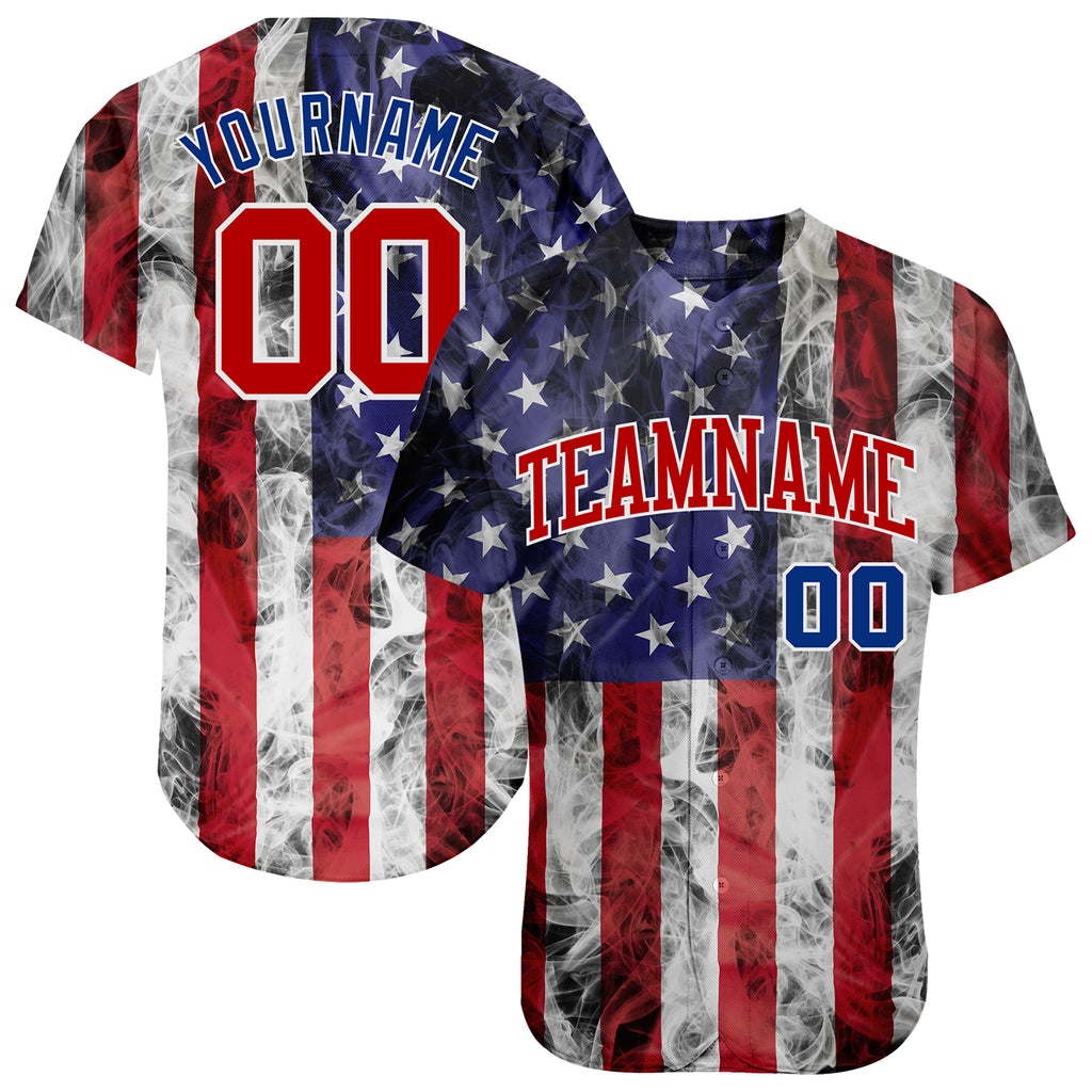 Men's Retro American Flag Baseball Jersey - Classic Breathable