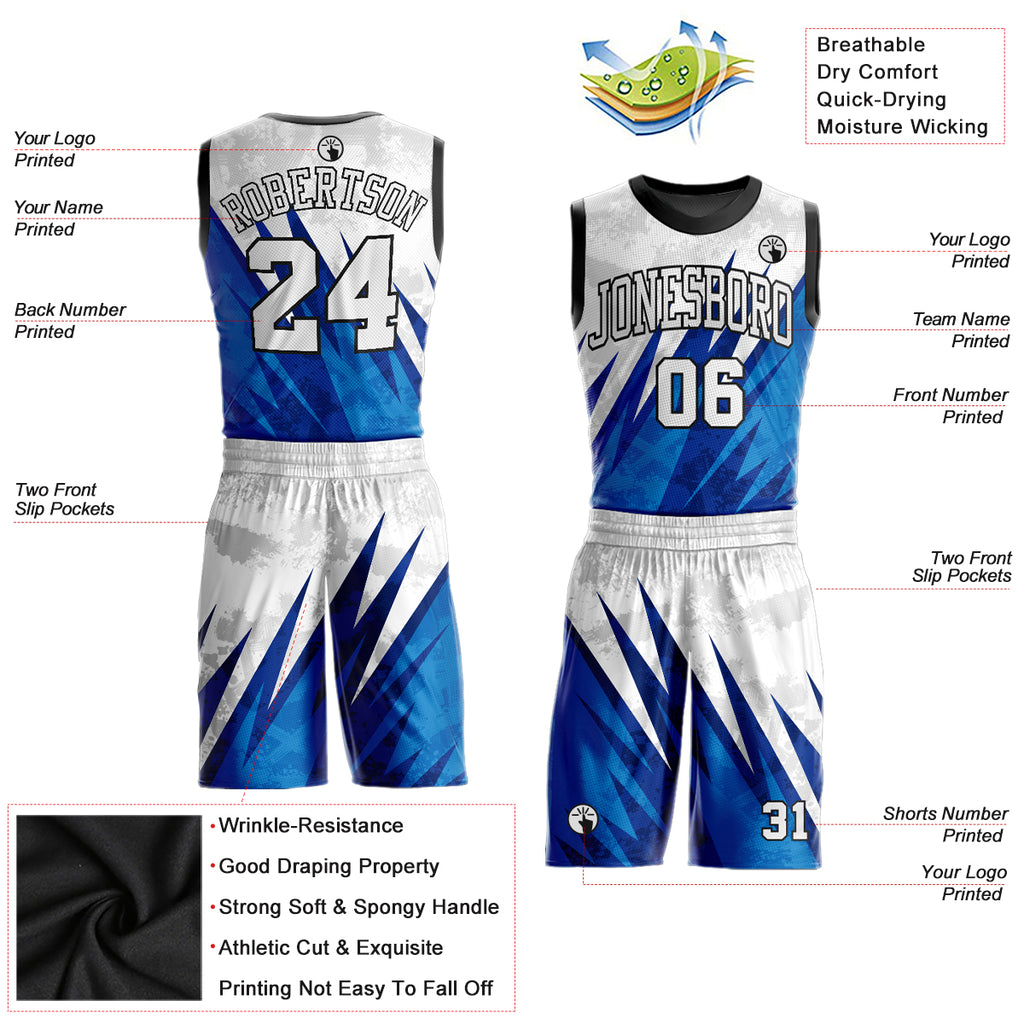 Custom White Light Blue-Royal Authentic Split Fashion Basketball Jersey  Discount