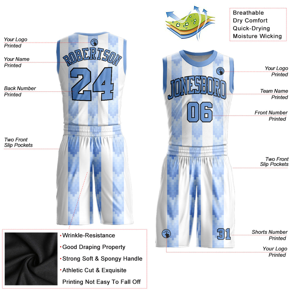 Custom Royal White-Light Blue Round Neck Sublimation Basketball Suit Jersey
