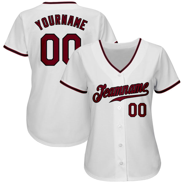 Custom White Crimson-Black Authentic Baseball Jersey