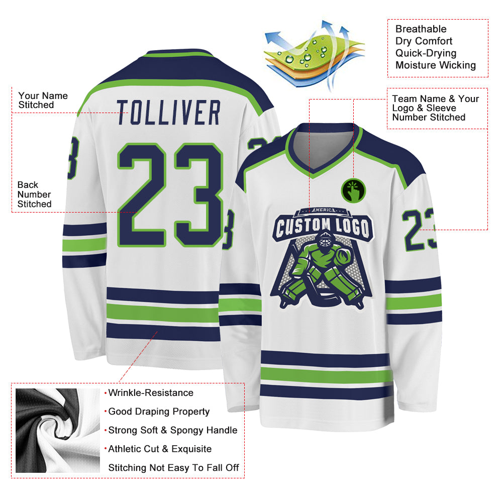 Custom Navy Orange-White Classic Style Hockey Jersey