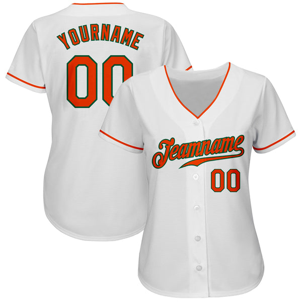 Custom White Orange-Kelly Green Authentic Baseball Jersey