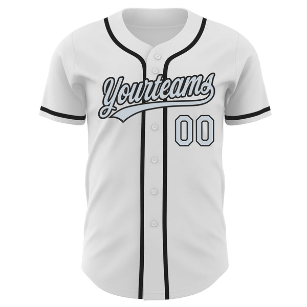 Custom White Silver-Black Authentic Baseball Jersey
