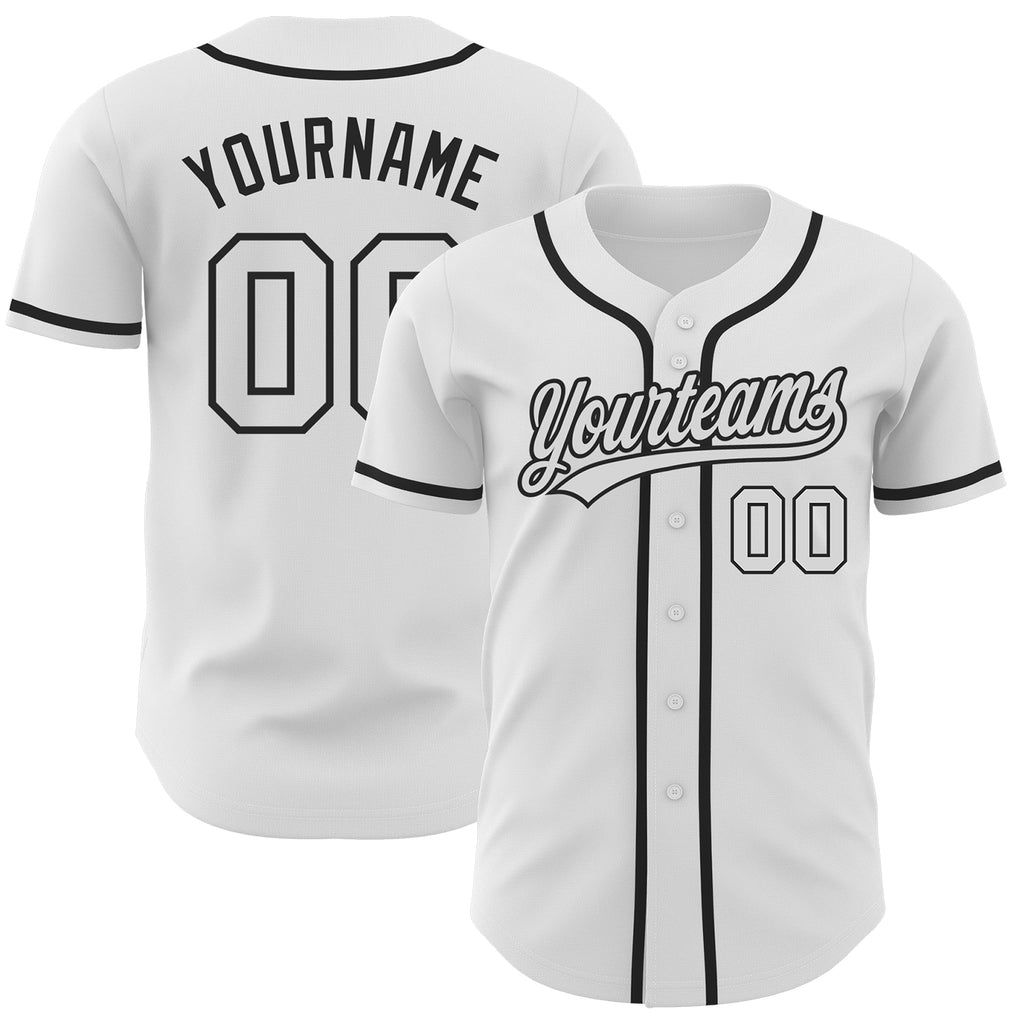 Custom White White-Black Authentic Baseball Jersey