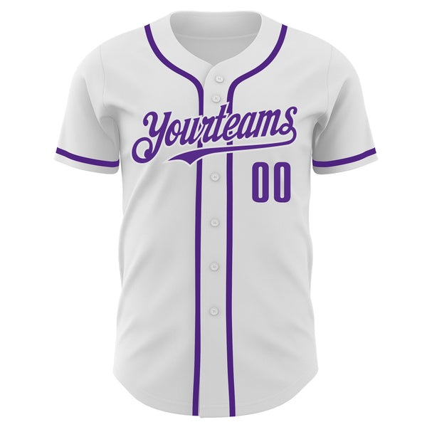 Custom White Purple Authentic Baseball Jersey