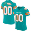 Custom Aqua White-Orange Mesh Authentic Football Jersey