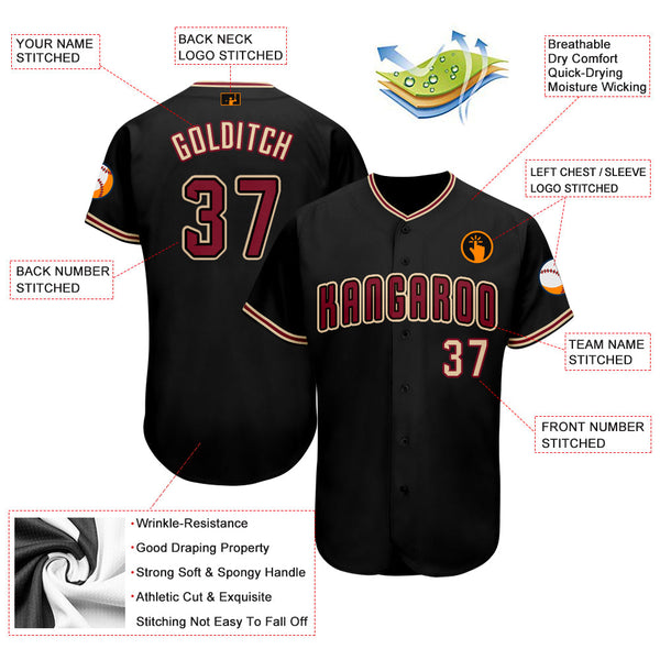 Custom Black Crimson-City Cream Softball Jersey