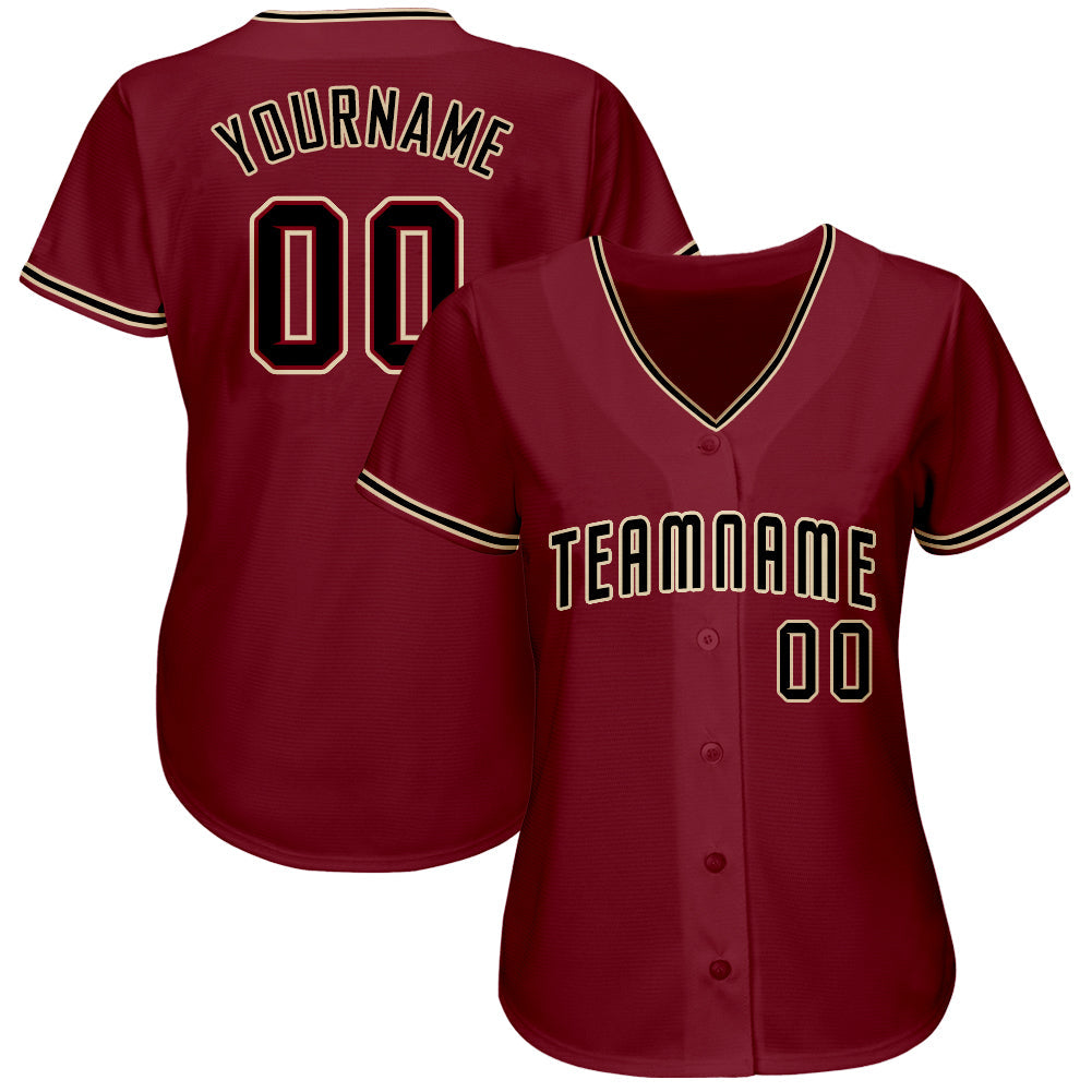 Custom Crimson Black-City Cream Softball Jersey