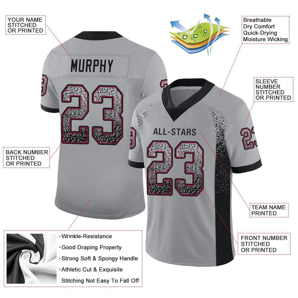 Custom Light Gray Black-Cardinal Drift Fashion Football Jersey