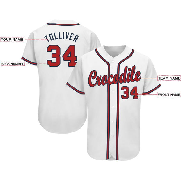 Custom White Red-Navy Softball Jersey