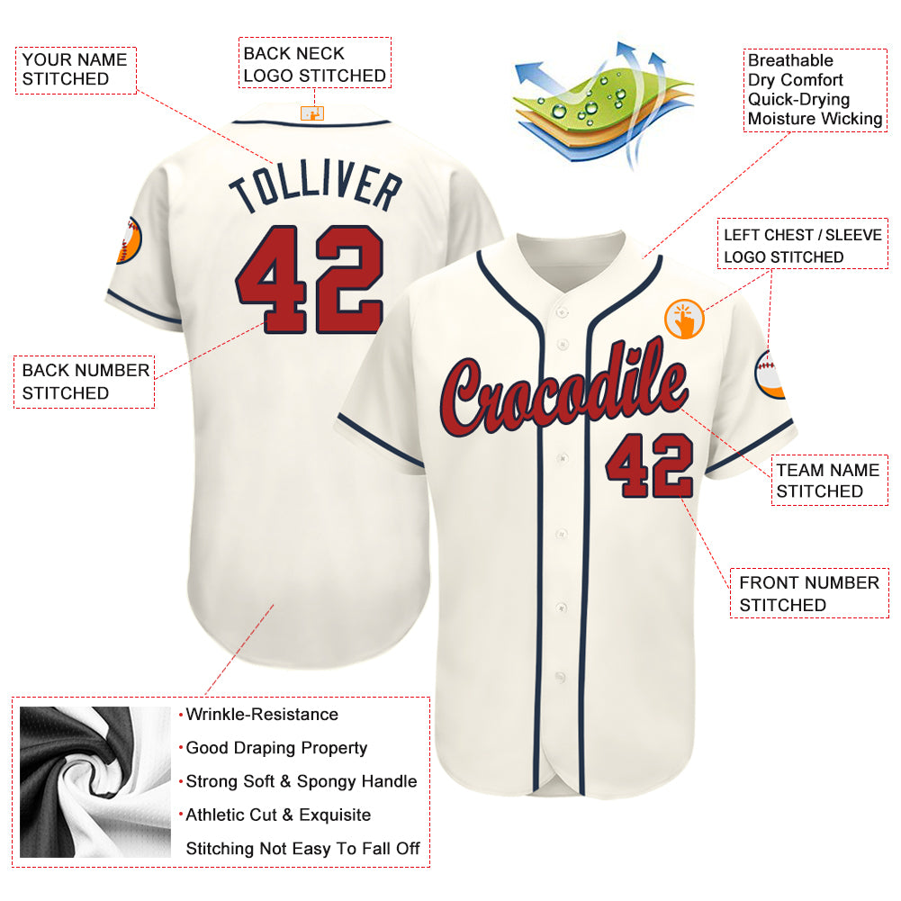 Custom Cream Red-Navy Baseball Jersey – Fiitg