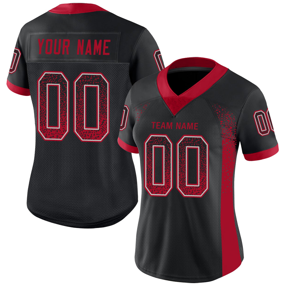 Custom Black Red-Gray Drift Fashion Football Jersey