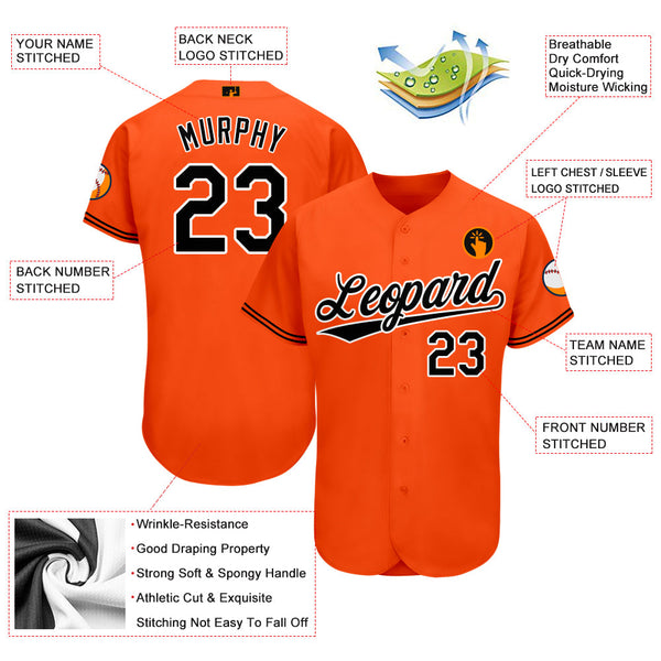 Custom Orange Black-White Softball Jersey