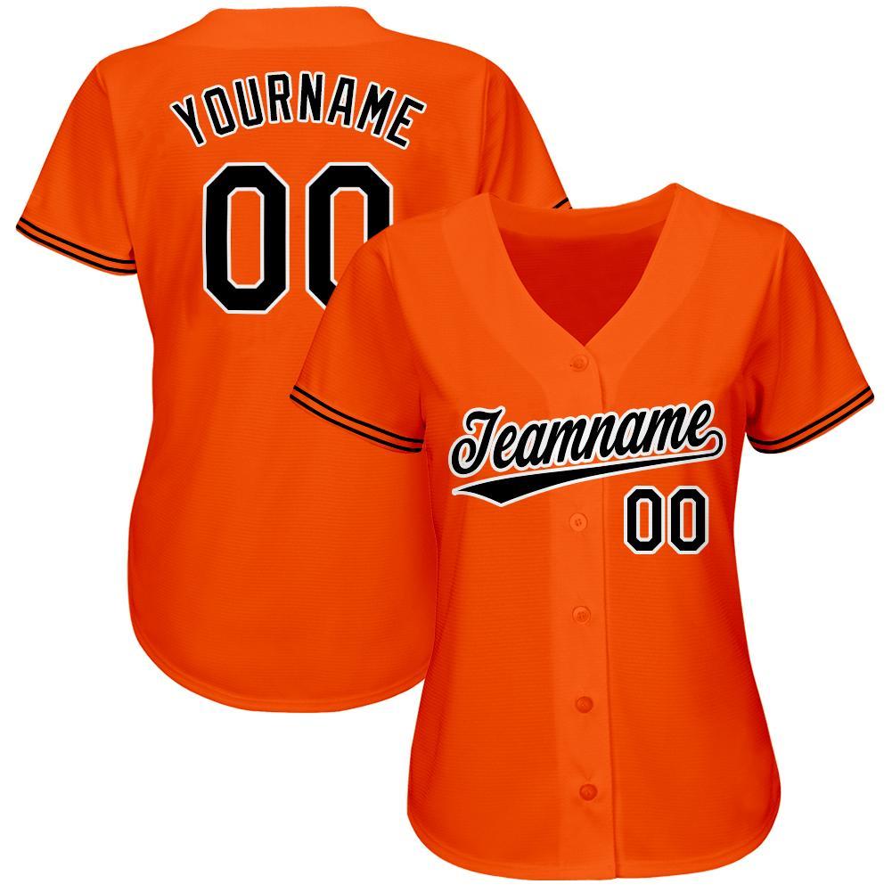 Custom Orange Black-White Softball Jersey