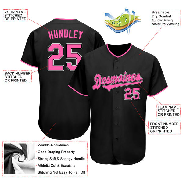 Custom Black Pink-White Authentic Softball Jersey