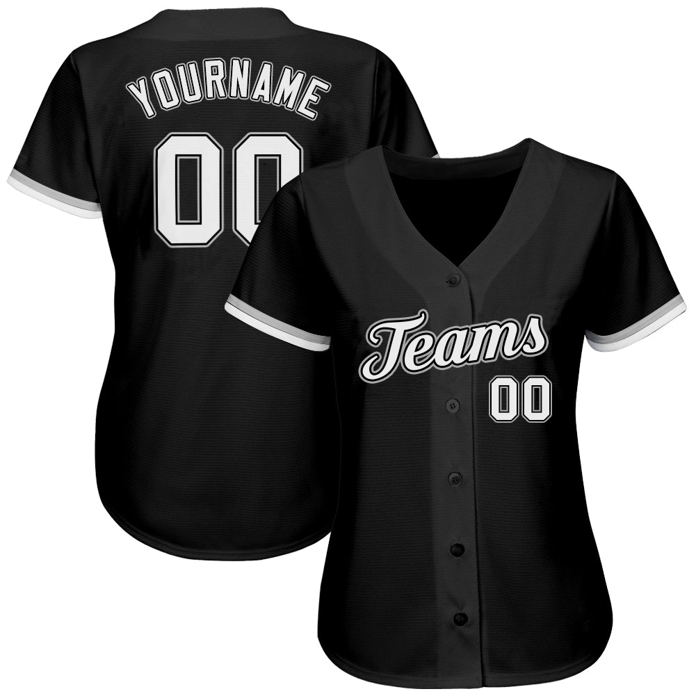 Custom Black White-Gray Authentic Softball Jersey