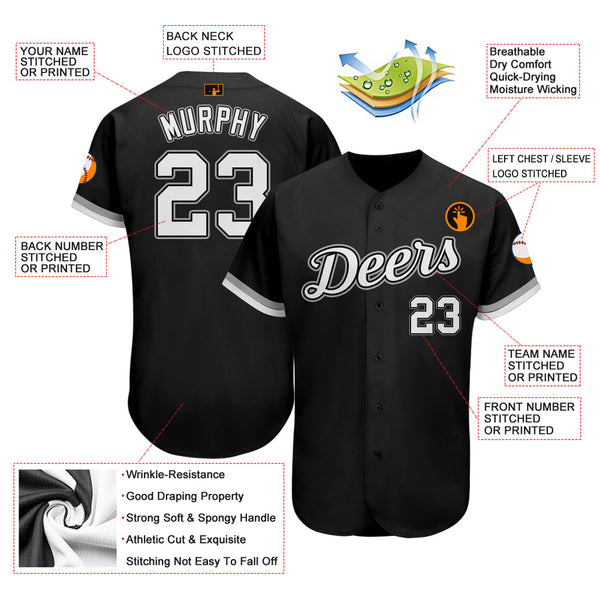 Custom Black White-Gray Authentic Softball Jersey