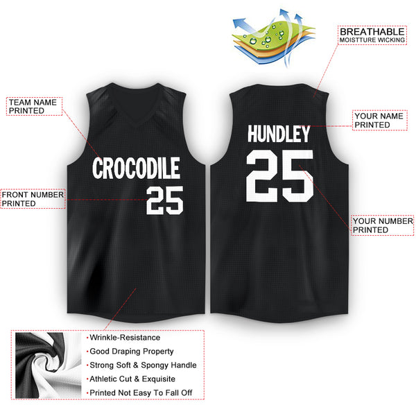 Custom Black White V-Neck Basketball Jersey