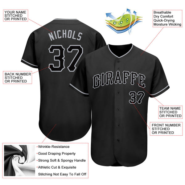 Custom Black Black-Gray Authentic Softball Jersey