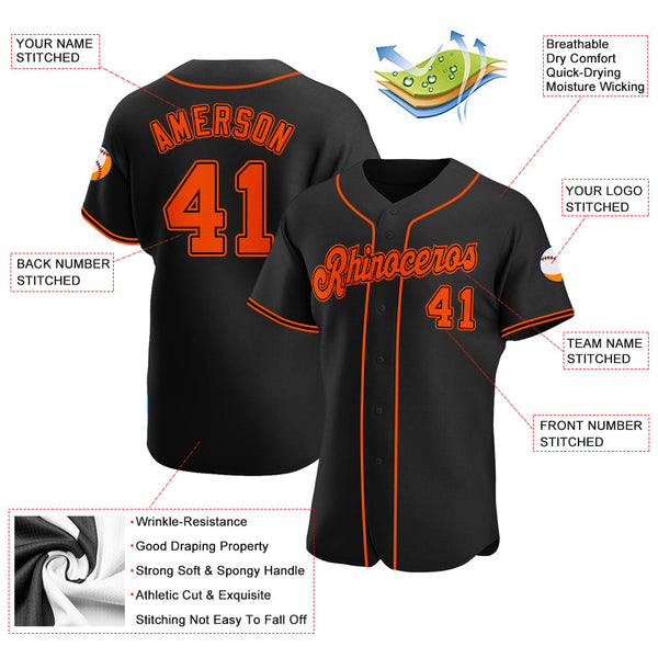 Custom Black Orange-Black Authentic Softball Jersey