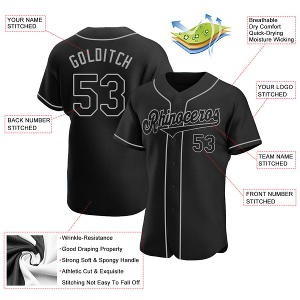 Custom Black Black-Gray Authentic Softball Jersey