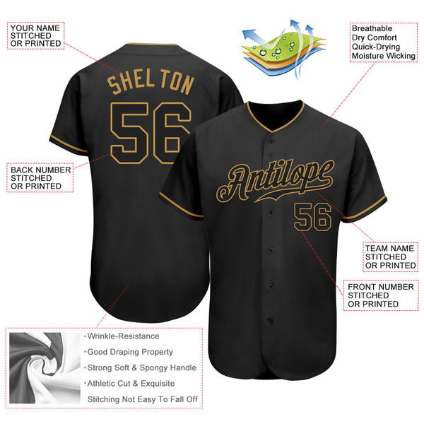 Custom Black Black-Old Gold Authentic Softball Jersey