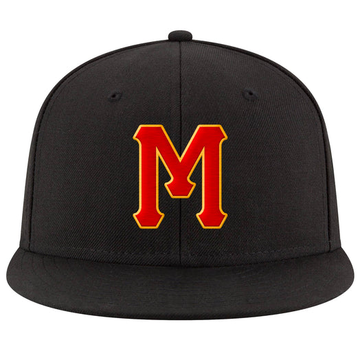 Custom Black Red-Gold Stitched Adjustable Snapback Hat