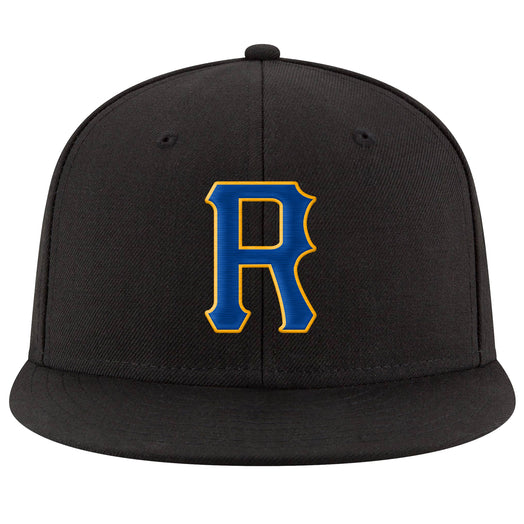Custom Black Royal-Gold Stitched Adjustable Snapback Hat