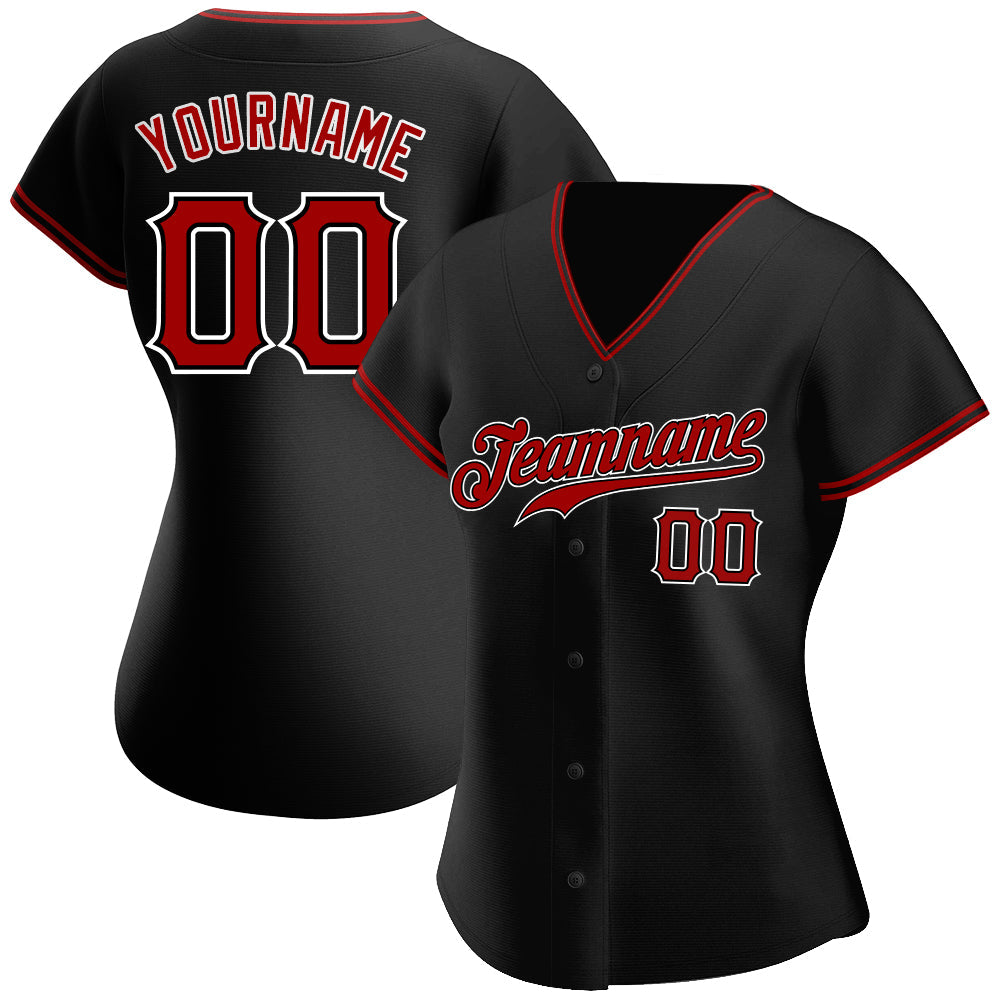 Custom Black Red-White Authentic Softball Jersey