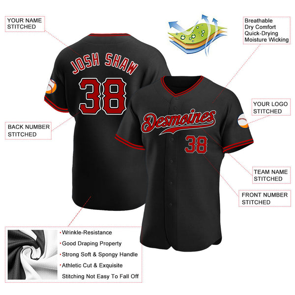 Custom Black Red-White Authentic Softball Jersey