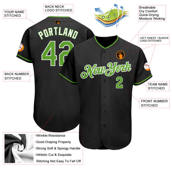 Custom Black Neon Green-White Authentic Softball Jersey