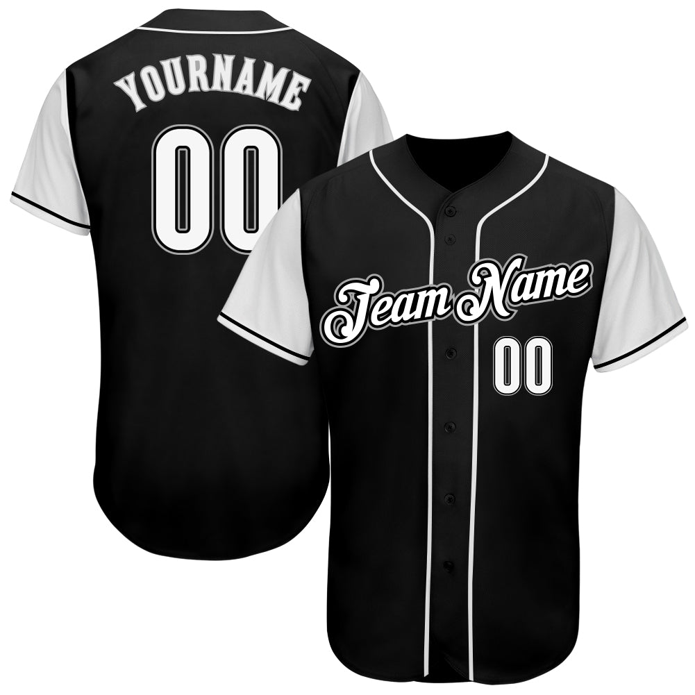 Custom Black White-Gray Authentic Two Tone Baseball Jersey