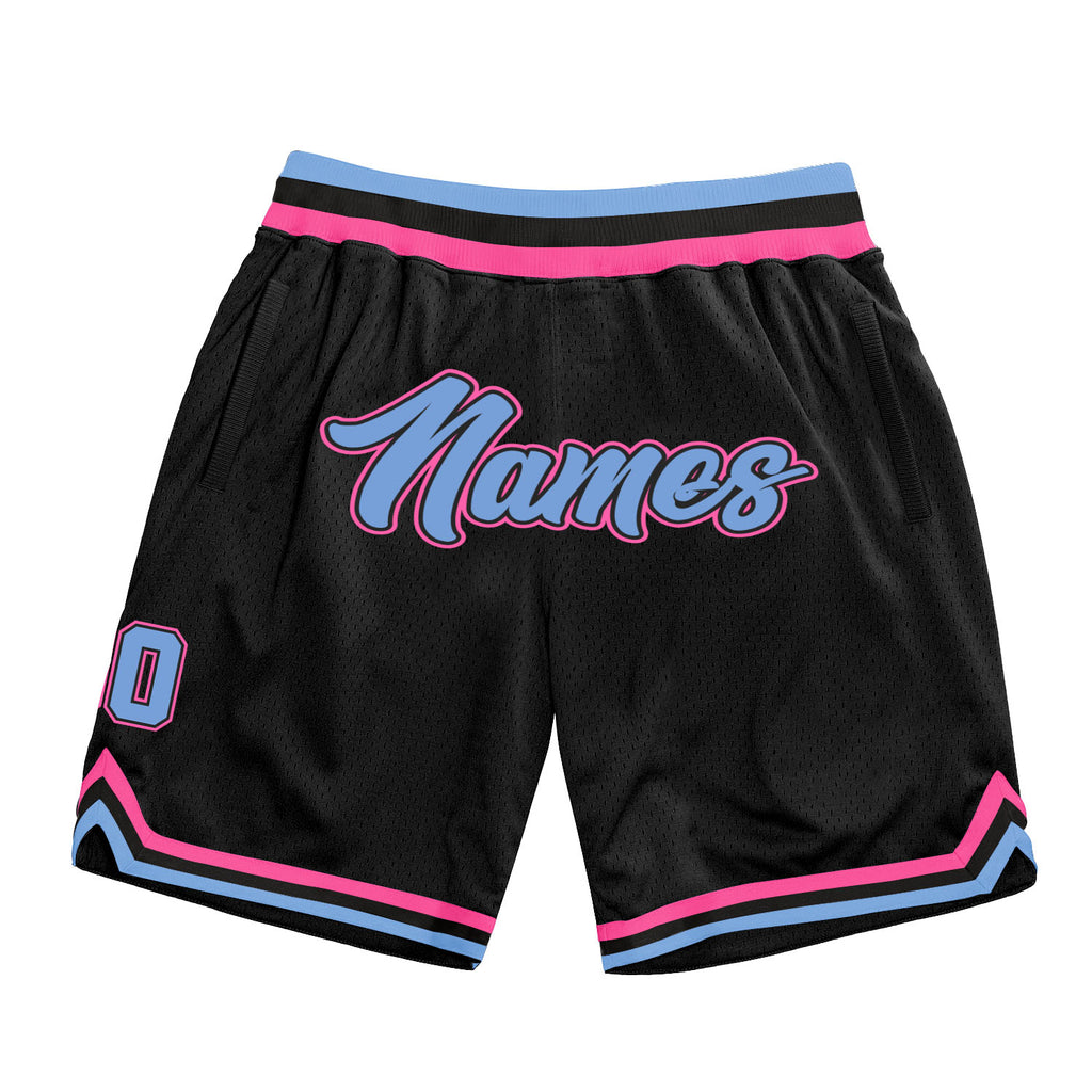 FIITG Custom Basketball Shorts Black Light Blue-Pink Authentic Throwback