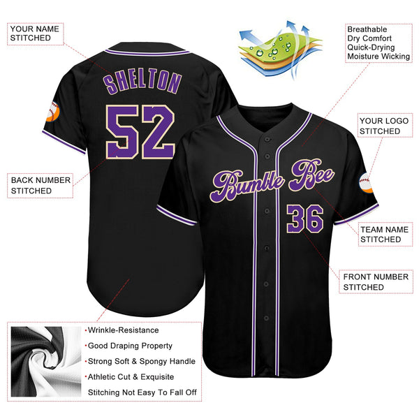 Custom Black Purple-White Authentic Softball Jersey