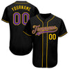 Custom Black Purple-Gold Authentic Baseball Jersey