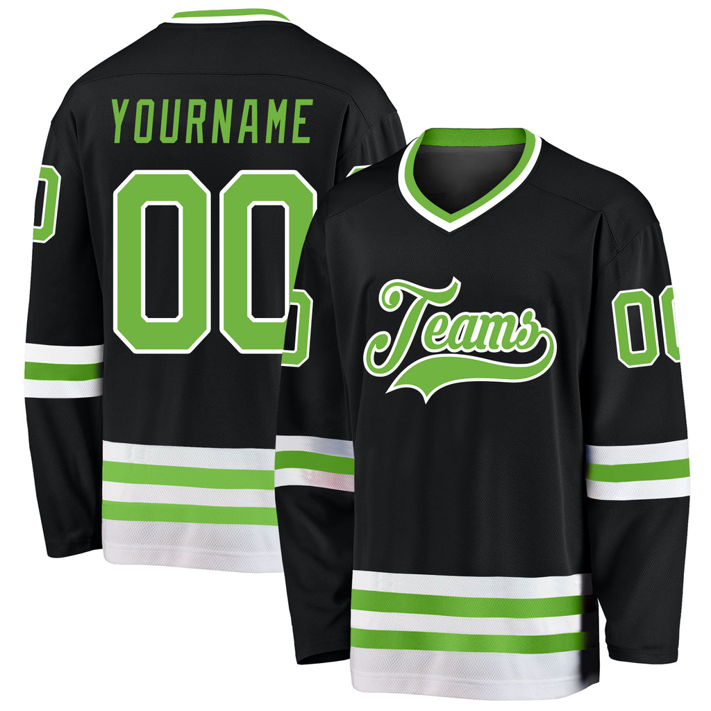 Custom Royal Kelly Green-White Hockey Jersey